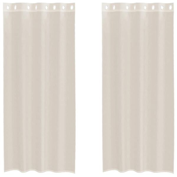 vidaXL Κουρτίνες Voile με ροδέλες 2 τεμάχια Κρεμ 140x225 εκ.