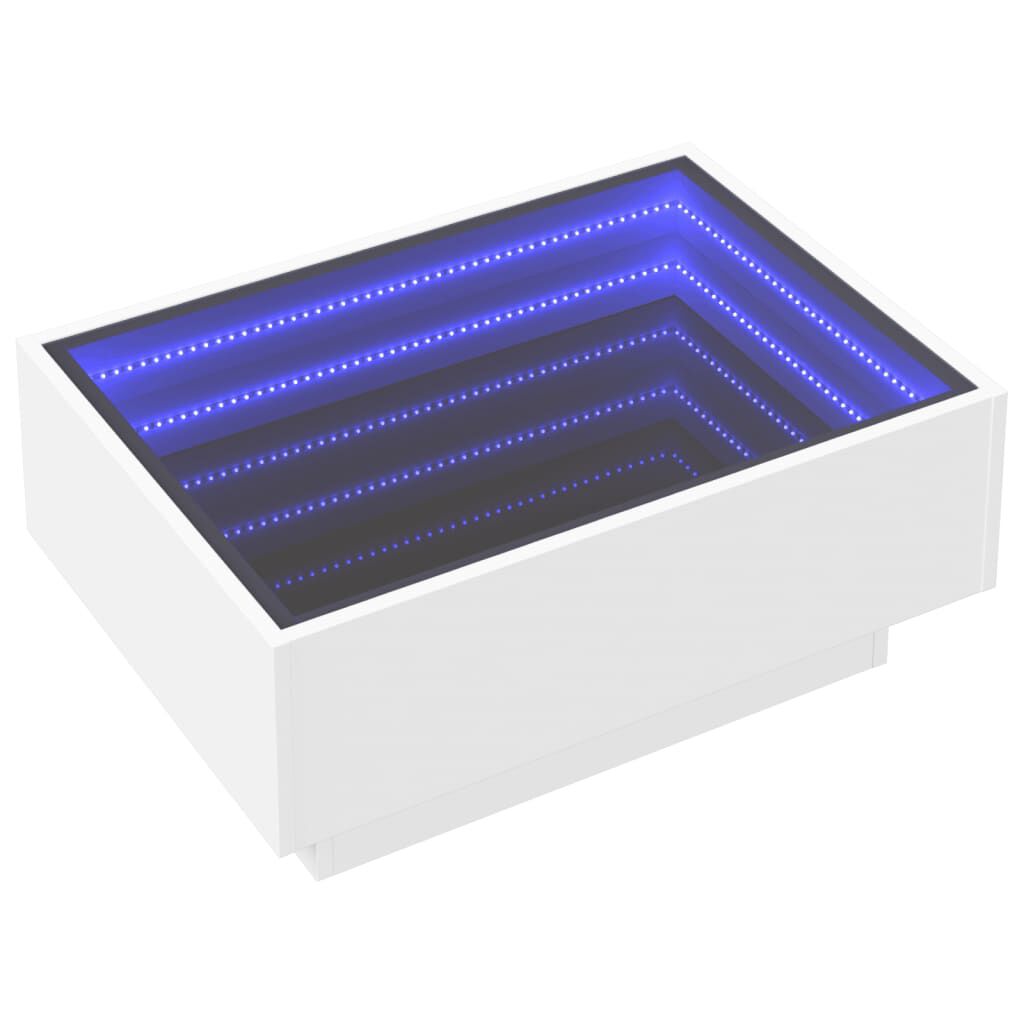 vidaXL Τραπεζάκι Σαλονιού με LED Λευκό 70x50x30 εκ. Επεξεργασμένο Ξύλο
