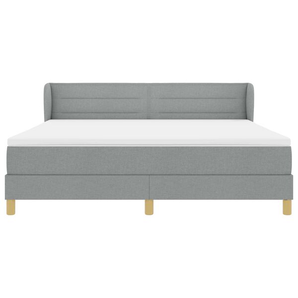 Κρεβάτι Box Spring VidaXL με Στρώμα σε Ανοιχτό Γκρι 180x200 εκ. Ύφασμα