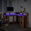 vidaXL Γραφείο με LED Όψη Παλαιού Ξύλου 130x130x91 εκ. Επεξεργ. Ξύλο