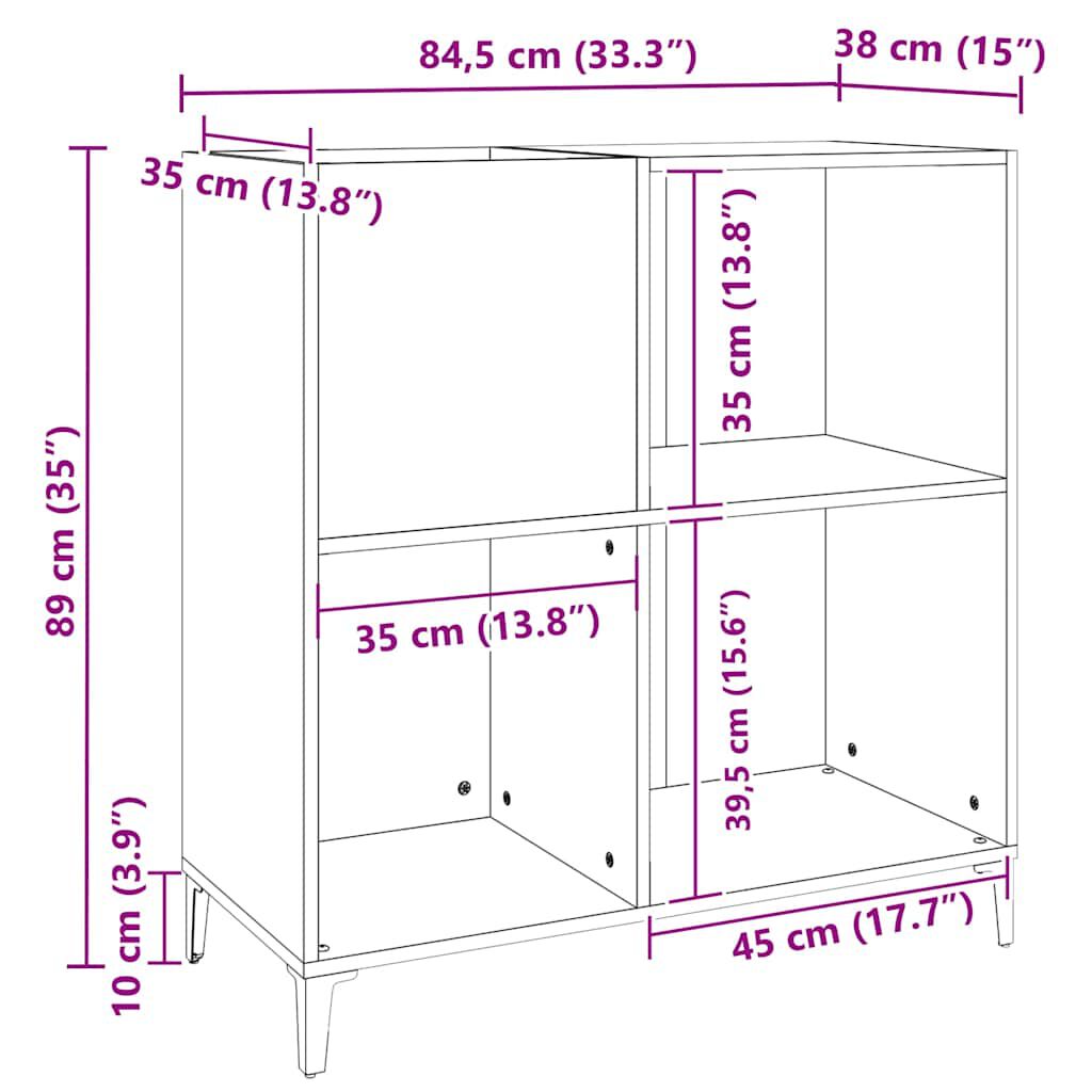 vidaXL Δισκοθήκη Καφέ Δρυς 84,5 x 38 x 89 εκ. από Επεξεργασμένο Ξύλο
