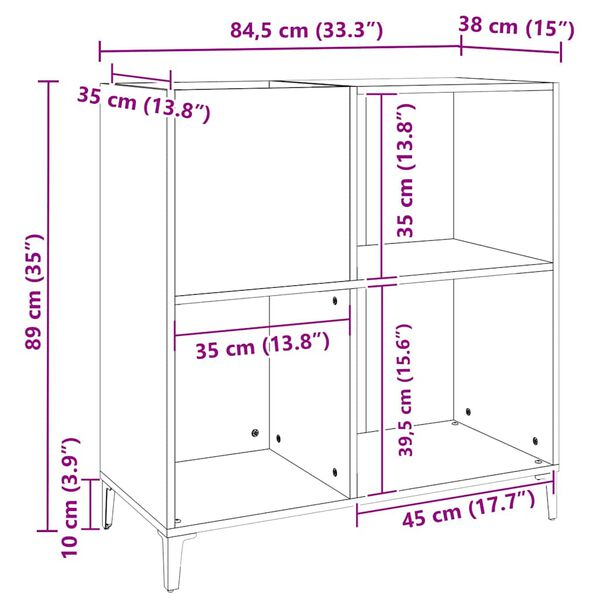 vidaXL Δισκοθήκη Καφέ Δρυς 84,5 x 38 x 89 εκ. από Επεξεργασμένο Ξύλο