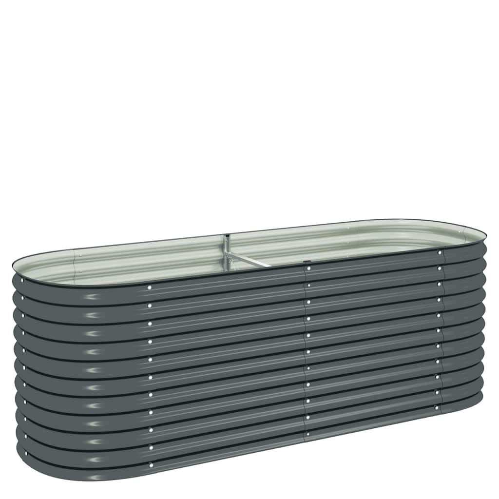 vidaXL Ζαρντινιέρα Υπερυψωμένη Γκρι 240x80x81 εκ. Γαλβανισμ. Χάλυβας
