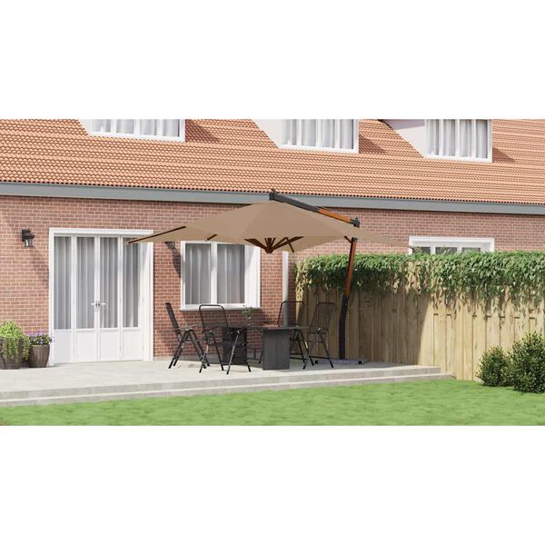 vidaXL Ομπρέλα Κήπου Πρόβολος Taupe 400 x 300 εκ. με Ξύλινο Ιστό