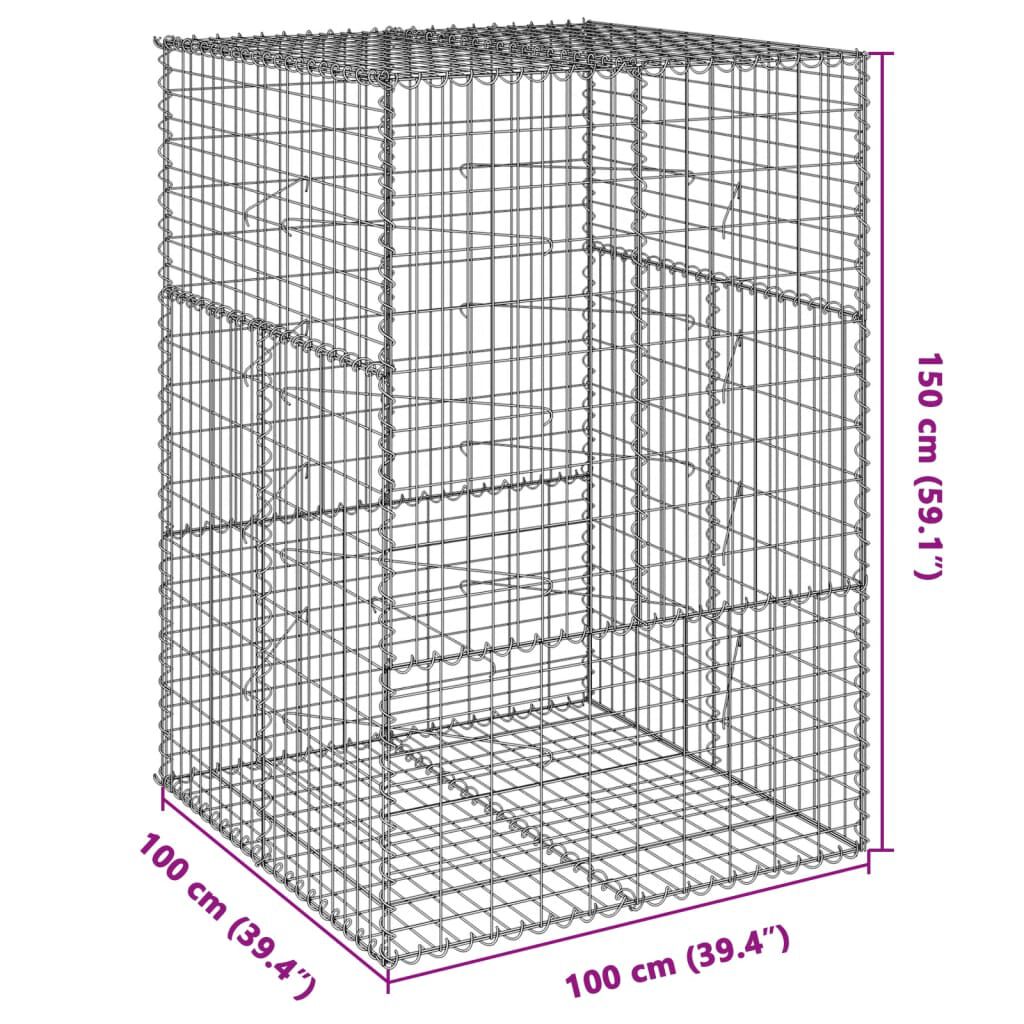 vidaXL Συρματοκιβώτιο με Κάλυμμα 100x100x150εκ από Γαλβανισμένο Χάλυβα