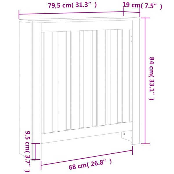 vidaXL Κάλυμμα Καλοριφέρ Καφέ Κεριού 79,5x19x84εκ. Μασίφ Ξύλο Πεύκου