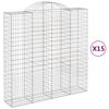 vidaXL Συρματοκιβώτια Τοξωτά 15 τεμ. 200x50x200/220 εκ. Γαλβαν. Ατσάλι