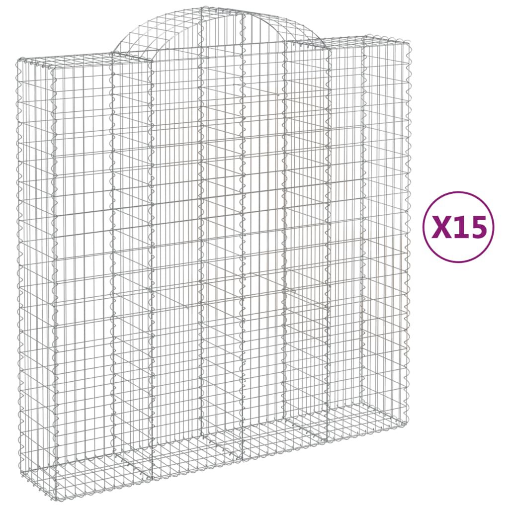 vidaXL Συρματοκιβώτια Τοξωτά 15 τεμ. 200x50x200/220 εκ. Γαλβαν. Ατσάλι