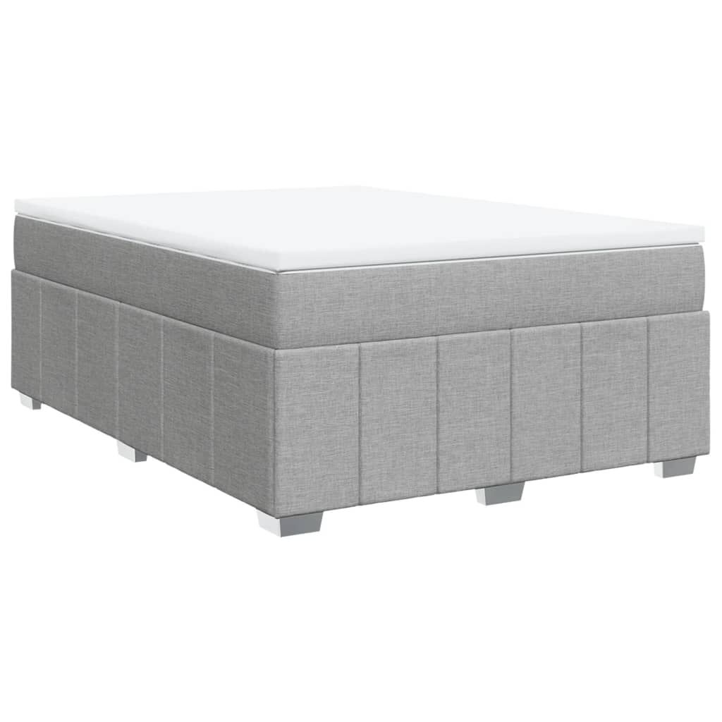 vidaXL Κρεβάτι Boxspring με Στρώμα Ανοιχτό Γκρι 140x190 εκ. Υφασμάτινο