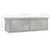 vidaXL Ράφι Τοίχου με Συρτάρια Γκρι Σκυροδ. 60x26x18,5 εκ. Επεξ. Ξύλο