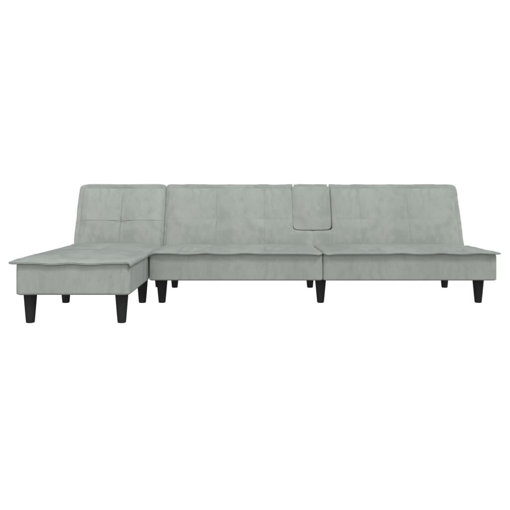 vidaXL Καναπές Κρεβάτι Γωνιακός Αν. Γκρι 255 x 140 x 70 εκ. Βελούδινος