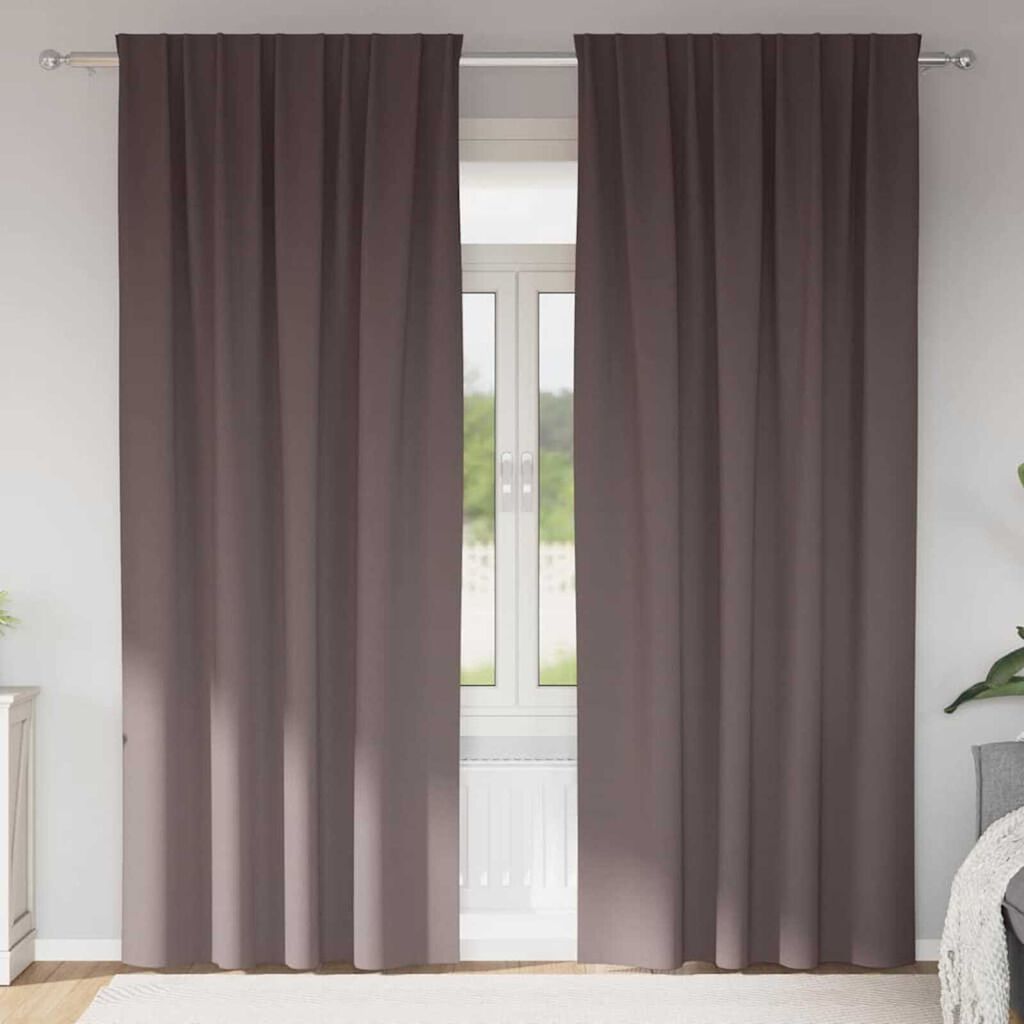 vidaXL Κουρτίνες 2 pcs Σκούρο καφέ Σκούρο καφέ Πολυεστέρας