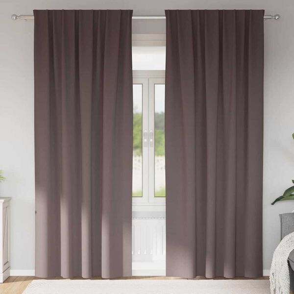 vidaXL Κουρτίνες 2 pcs Σκούρο καφέ Σκούρο καφέ Πολυεστέρας
