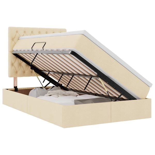 vidaXL Κρεβάτι Αποθήκης με στρώμα Κρέμ 120 x 200 cm Τεχνητό Δέρμα