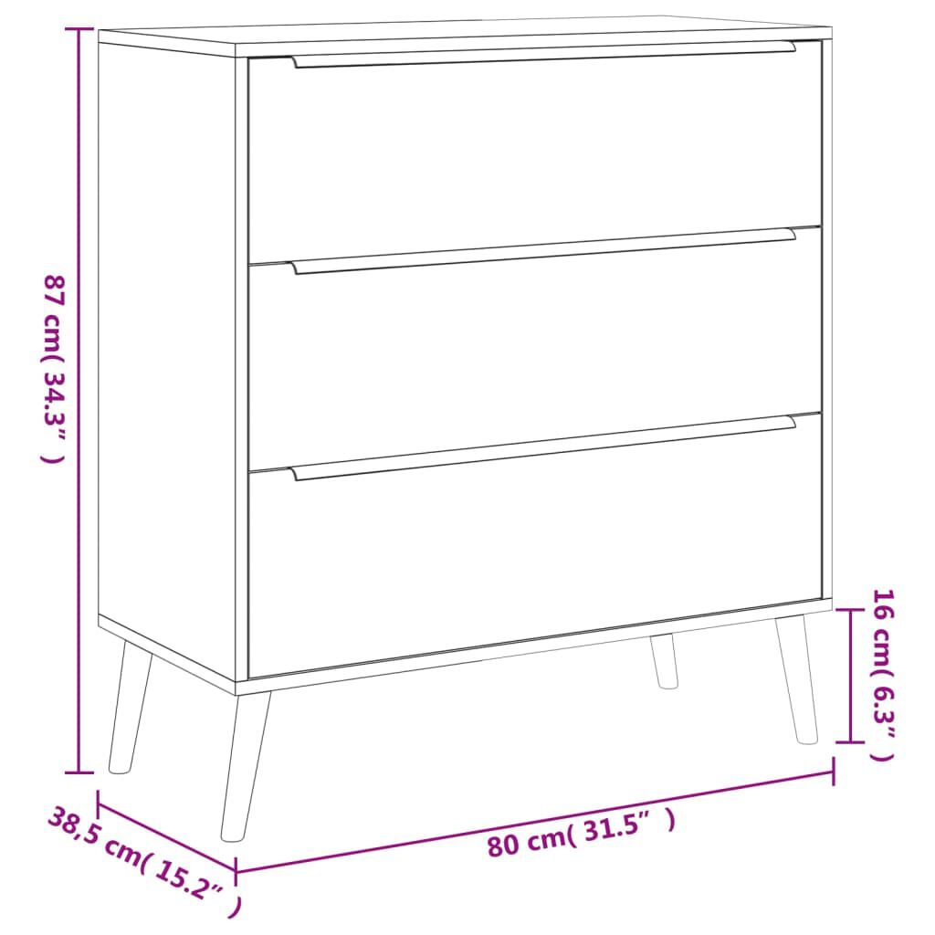 Finori Συρταριέρα Lusk 03A Sonoma Δρυς 80 x 38,5 x 87 εκ.