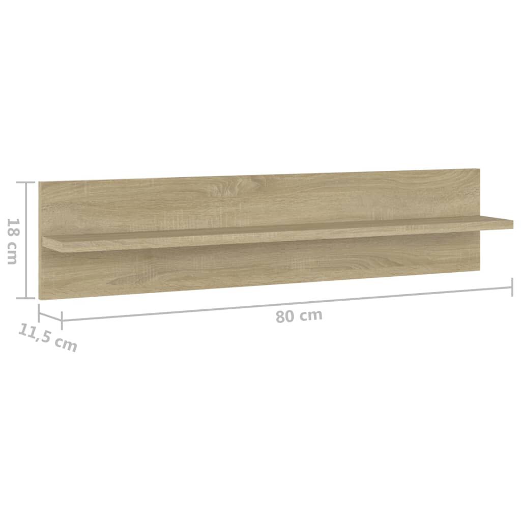 vidaXL Ραφιέρες Τοίχου 2 τεμ. Sonoma Δρυς 80 x 11,5 x 18εκ Μοριοσανίδα