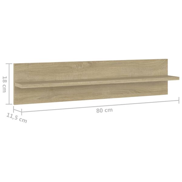 vidaXL Ραφιέρες Τοίχου 2 τεμ. Sonoma Δρυς 80 x 11,5 x 18εκ Μοριοσανίδα