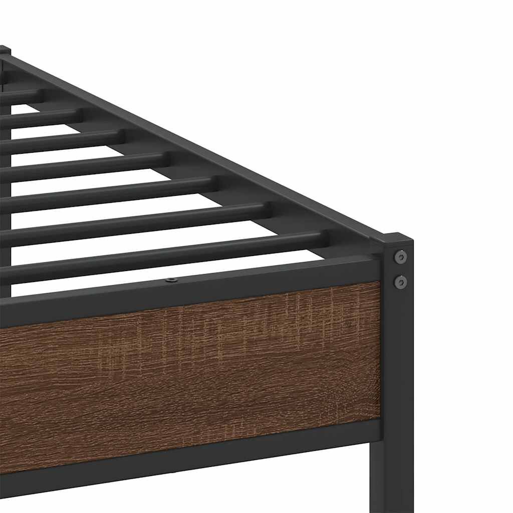 vidaXL Σκελετός Κρεβ. Χωρίς Στρώμα Καφέ Δρυς 180x200 εκ. Μεταλλικό