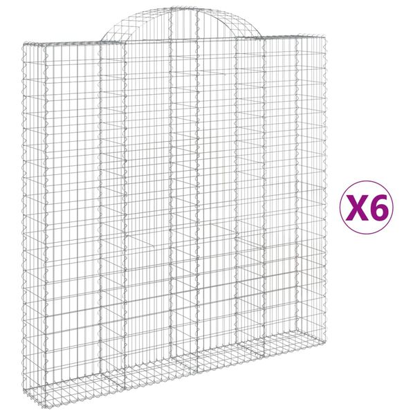 vidaXL Συρματοκιβώτια Τοξωτά 6 τεμ. 200x30x200/220 εκ. Γαλβαν. Ατσάλι