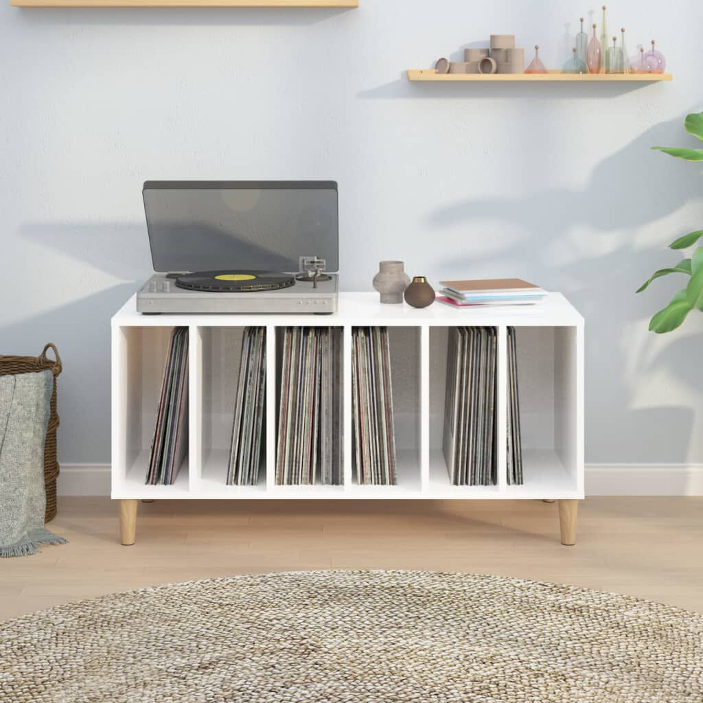 vidaXL Έπιπλο Δίσκων Γυαλ. Λευκό 100x38x48 εκ. από Επεξεργασμένο Ξύλο