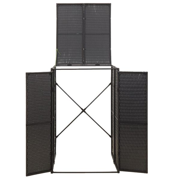 vidaXL Πλαίσιο για Κάδο Απορρ. με Ρόδες Μαύρο 70x80x117 εκ Συνθ. Ρατάν
