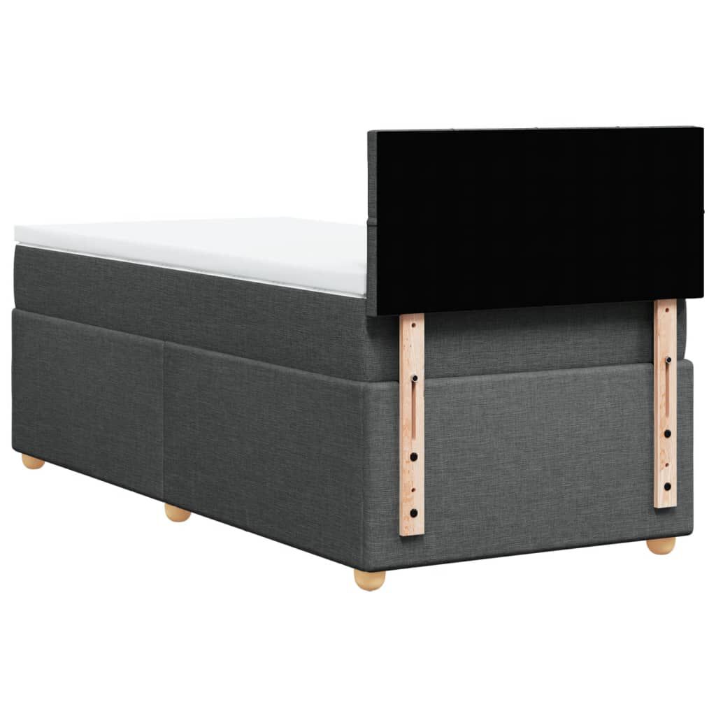 vidaXL Κρεβάτι Boxspring με Στρώμα Σκούρο Γκρι 90x190 εκ. Υφασμάτινο