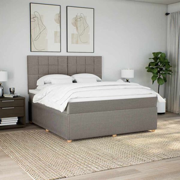vidaXL &Kappa;&rho;&epsilon;&beta;ά&tau;&iota; Boxspring &mu;&epsilon; &Sigma;&tau;&rho;ώ&mu;&alpha; Taupe 180x200 &epsilon;&kappa;. &Upsilon;&phi;&alpha;&sigma;&mu;ά&tau;&iota;&nu;&omicron;