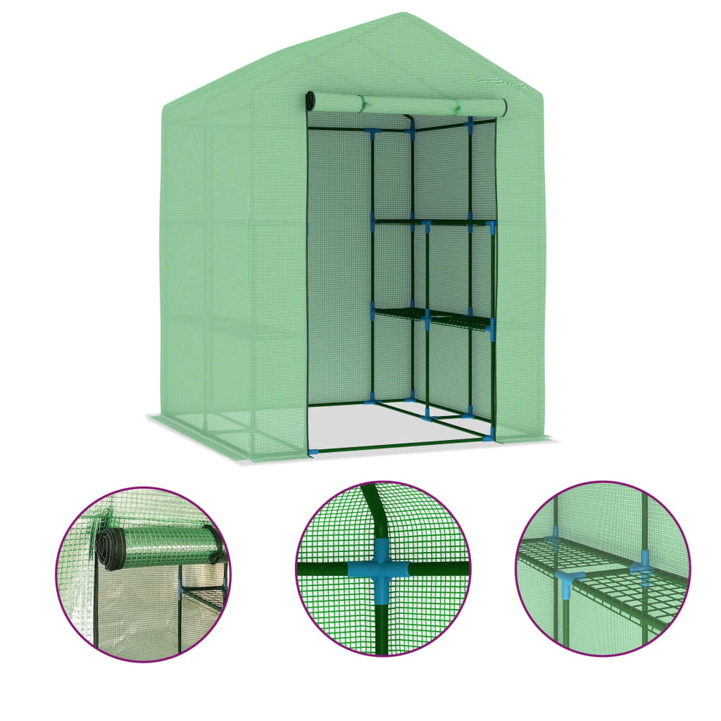 vidaXL Θερμοκήπιο με Ράφια 143 x 143 x 195 εκ. από Ατσάλι