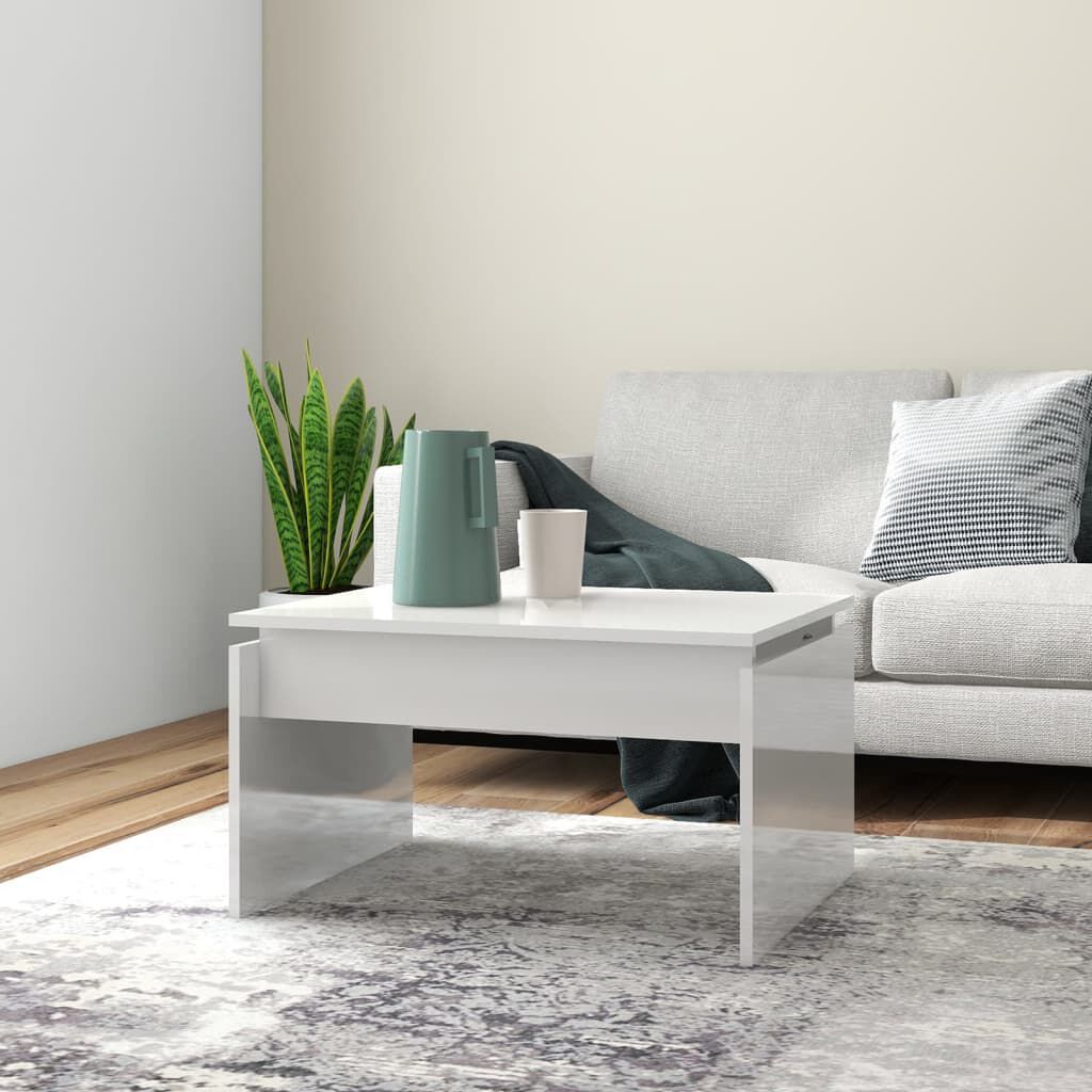 vidaXL Τραπεζάκι Σαλονιού Γυαλ. Λευκό 68 x 50 x 38 εκ. από Επεξ. Ξύλο