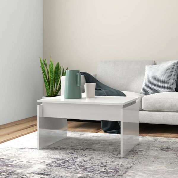 vidaXL Τραπεζάκι Σαλονιού Γυαλ. Λευκό 68 x 50 x 38 εκ. από Επεξ. Ξύλο