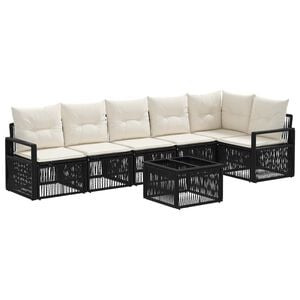 vidaXL &Sigma;&epsilon;&tau; &Kappa;&alpha;&nu;&alpha;&pi;έ &Kappa;ή&pi;&omicron;&upsilon; 7 pcs &Mu;&alpha;ύ&rho;&omicron; &sigma;&upsilon;&nu;&theta;&epsilon;&tau;&iota;&kappa;ό &rho;&alpha;&tau;ά&nu;