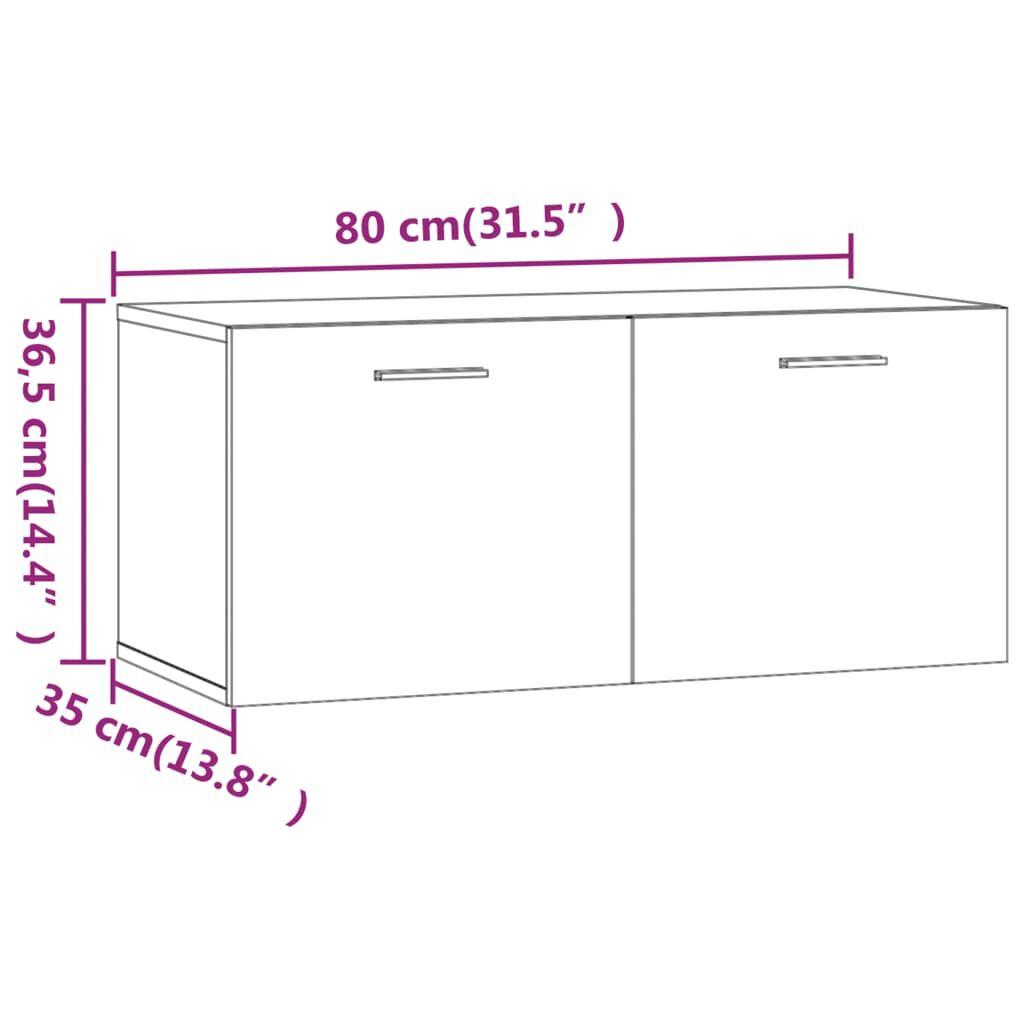 vidaXL Ντουλάπι Τοίχου Καφέ Δρυς 80x35x36,5 εκ. Επεξεργασμένο Ξύλο