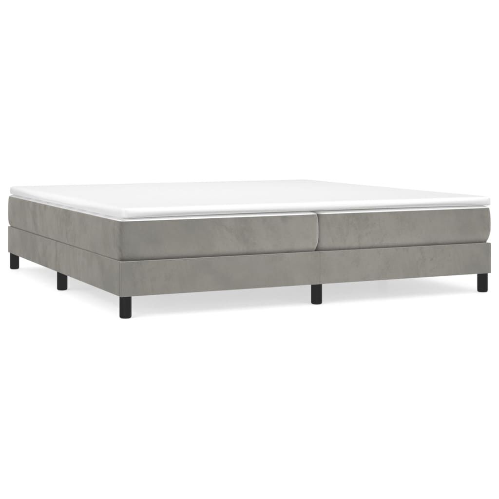 vidaXL Κρεβάτι Boxspring με Στρώμα Ανοιχτό Γκρι 200x200 εκ. Βελούδινο