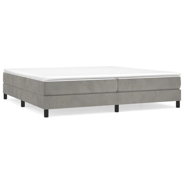 vidaXL Κρεβάτι Boxspring με Στρώμα Ανοιχτό Γκρι 200x200 εκ. Βελούδινο