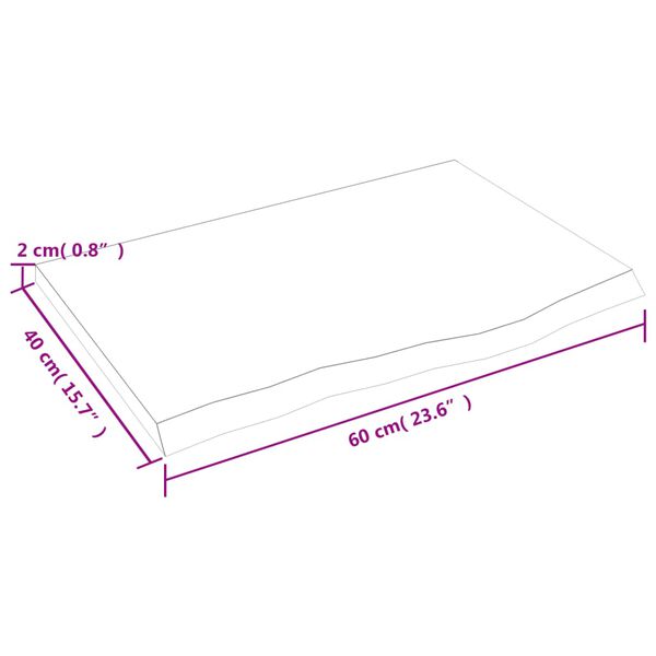 vidaXL Ράφι Τοίχου Ανοιχτό Καφέ 60x40x2 εκ. Επεξεργ. Μασίφ Ξύλο Δρυός