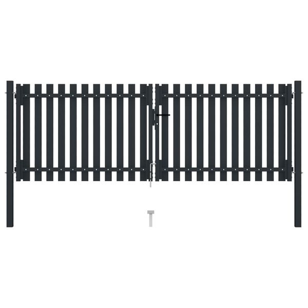 vidaXL Πόρτα Περίφραξης Διπλή Ανθρακί 306 x 125 εκ. Ατσάλινη