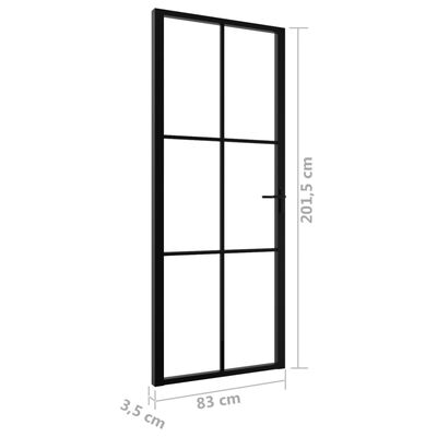 vidaXL Πόρτα Εσωτερική Μαύρη 83 x 201,5 εκ. από Γυαλί ESG / Αλουμίνιο