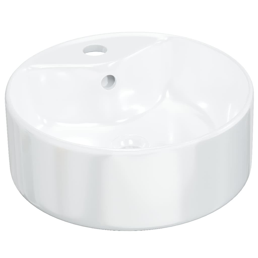vidaXL Νιπτήρας Στρογγυλός Λευκός 40 x 14,5 εκ. Κεραμικός