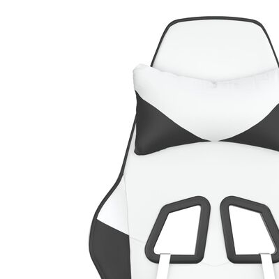 vidaXL Καρέκλα Gaming Μασάζ Υποπόδιο Λευκό & Μαύρο από Συνθετικό Δέρμα