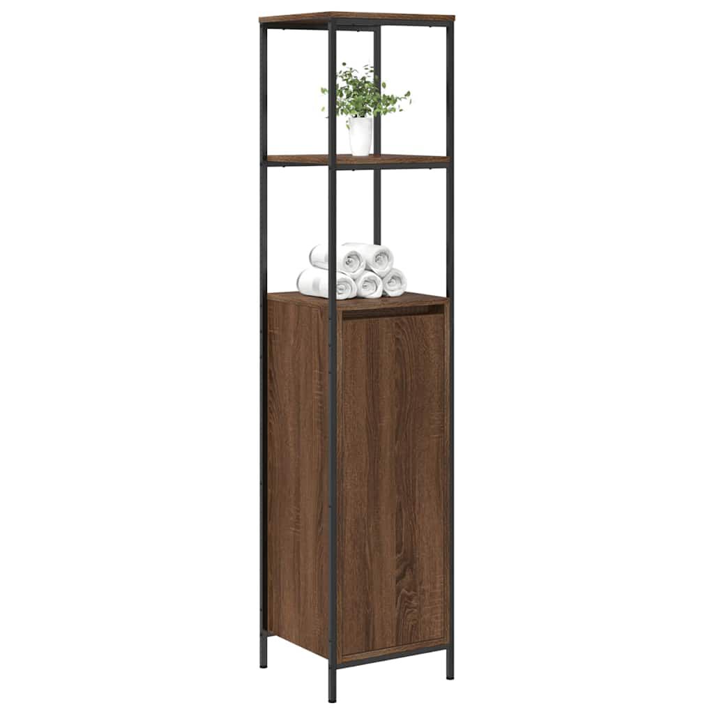 vidaXL Ντουλάπι μπάνιου με ράφια καφέ δρυς 36x35x165 εκ.
