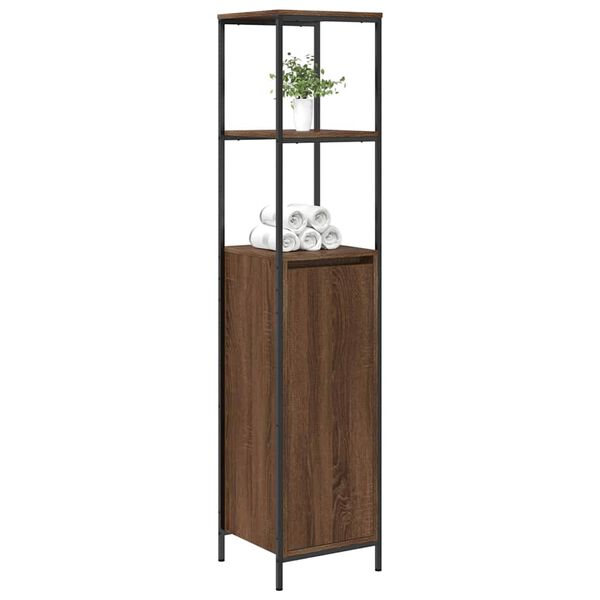 vidaXL Ντουλάπι μπάνιου με ράφια καφέ δρυς 36x35x165 εκ.
