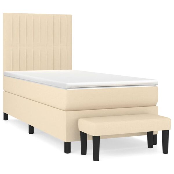 vidaXL &Kappa;&rho;&epsilon;&beta;ά&tau;&iota; Boxspring &mu;&epsilon; &Sigma;&tau;&rho;ώ&mu;&alpha; &Kappa;&rho;&epsilon;&mu; 90x190 &epsilon;&kappa;.&Upsilon;&phi;&alpha;&sigma;&mu;ά&tau;&iota;&nu;&omicron;
