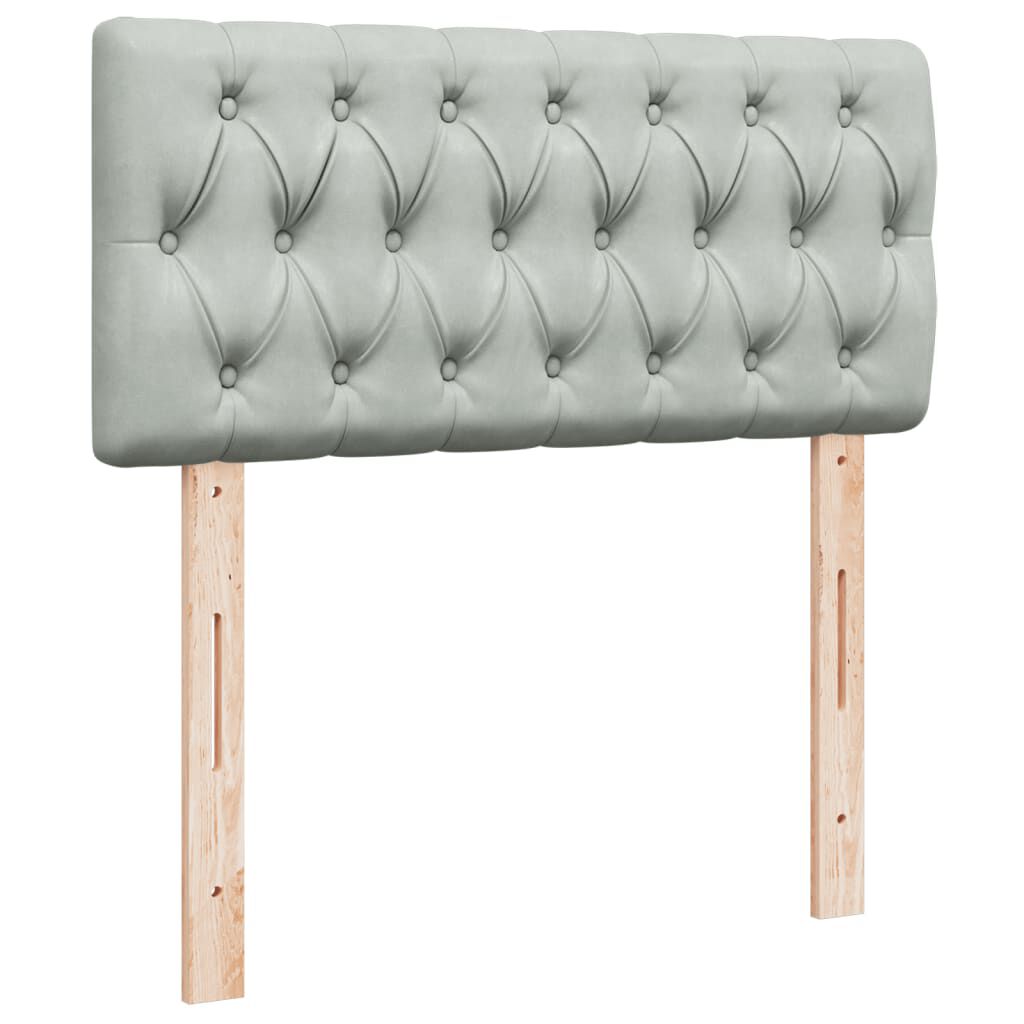 vidaXL Κρεβάτι Boxspring με Στρώμα Ανοιχτό Γκρι 90x190 εκ. Βελούδινο