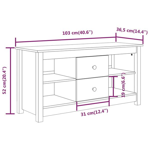 vidaXL Έπιπλο Τηλεόρασης 103 x 36,5 x 52 εκ. από Μασίφ Ξύλο Πεύκου