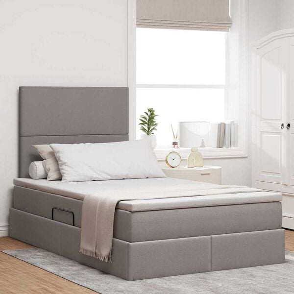 vidaXL Κρεβάτι Αποθήκης με στρώμα Taupe 120 x 190 cm Τεχνητό Δέρμα