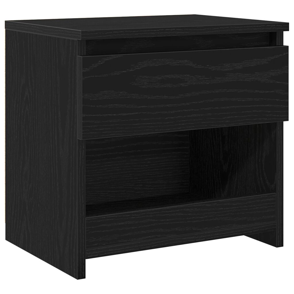 vidaXL Μαύρο Κομοδίνο από Δρυς 40x30x39 εκ. από Επεξεργασμένο Ξύλο