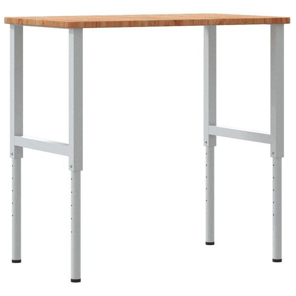 vidaXL Πάγκος Εργασίας Ορθογώνιος 100x60x(71,5-98) εκ Μασίφ Ξύλο Δρυός