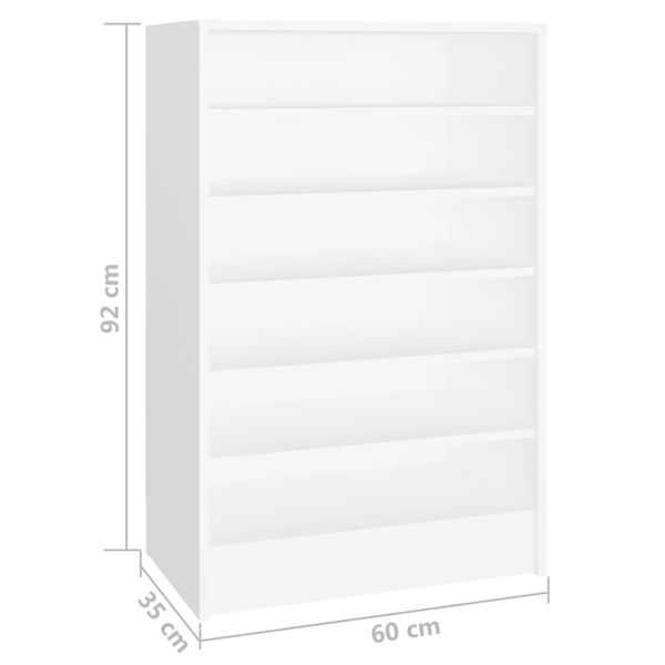 vidaXL Παπουτσοθήκη Λευκή 60 x 35 x 92 εκ. από Επεξ. Ξύλο