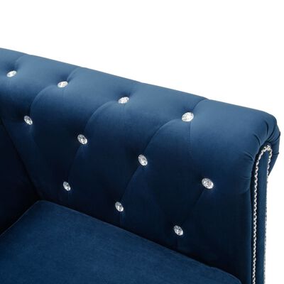 vidaXL Καναπές Γωνιακός Chesterfield Μπλε 199 x 142 x 72 εκ. Βελούδο
