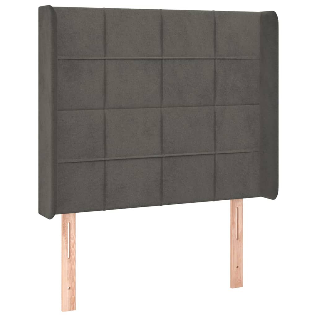 vidaXL Κεφαλάρι με Πτερύγια Σκούρο Γκρι 83x16x118/128εκ.Βελούδινο